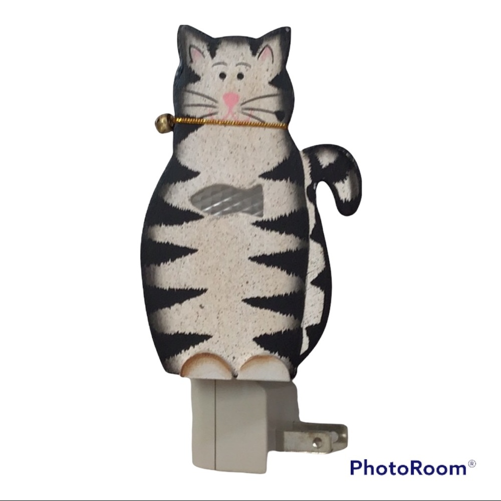 Kitty Cat Wooden Night Light NWT‎